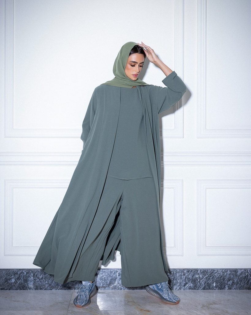 High Neck Abaya Light Olivian