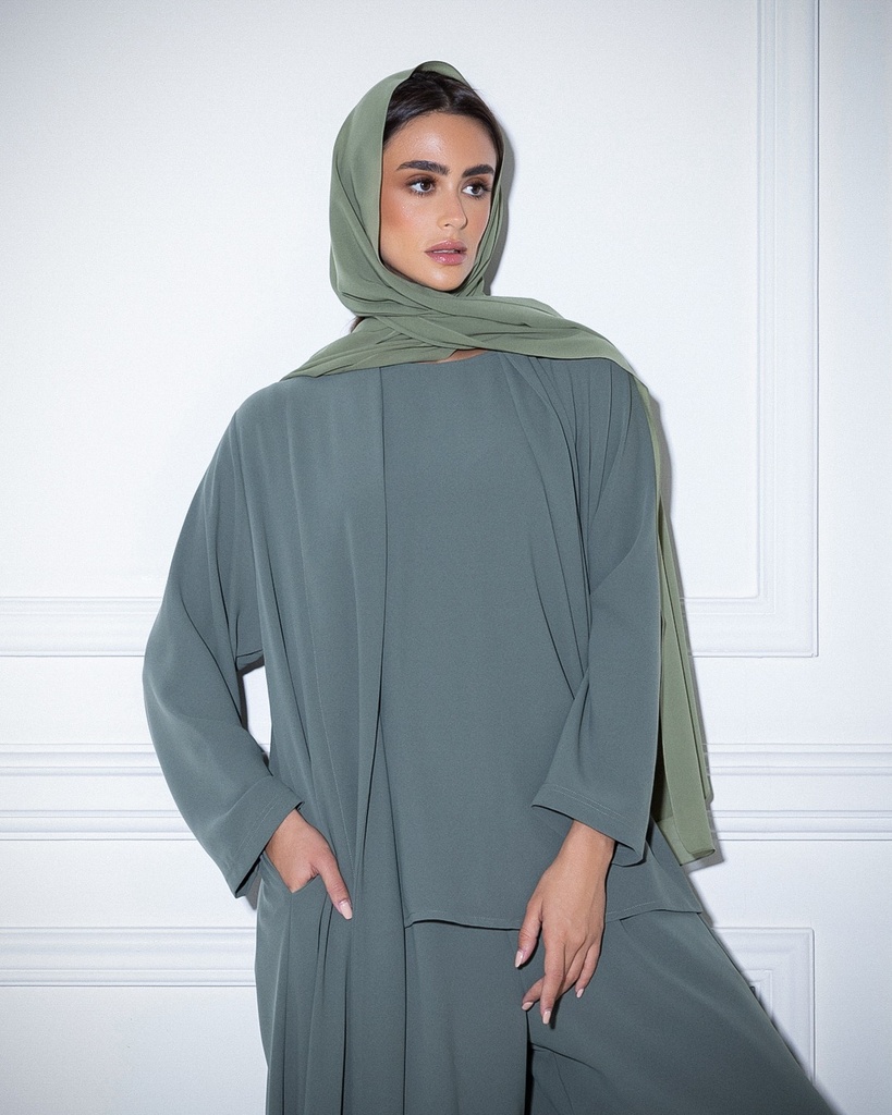 High Neck Abaya Light Olivian