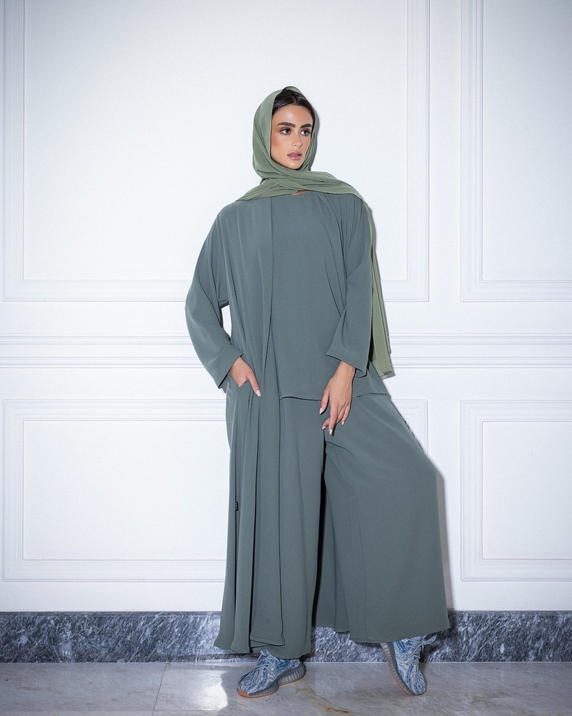 High Neck Abaya Light Olivian