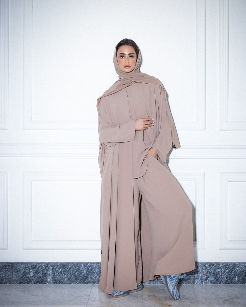High Neck Abaya Sand
