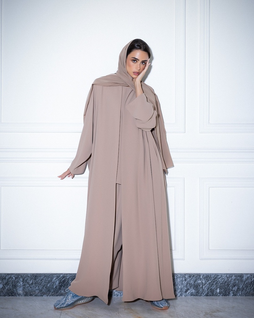 High Neck Abaya Sand