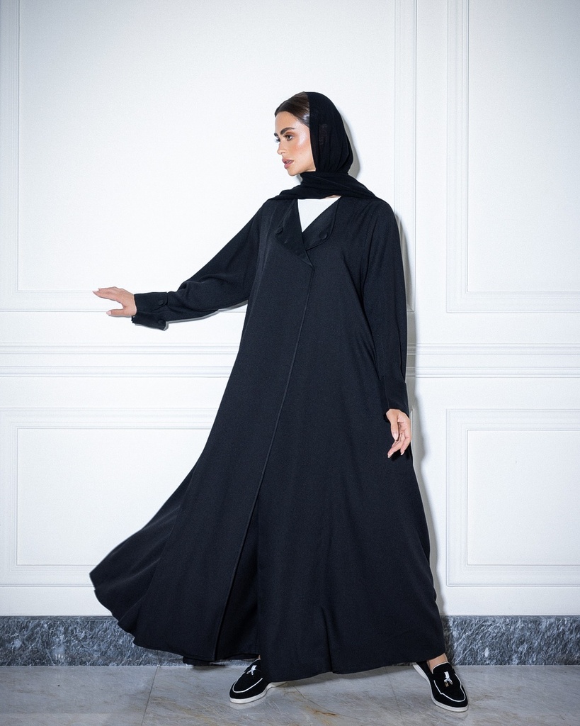 Crepe Abaya with scraf Black (1-1)