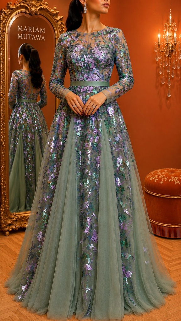 Purple and Pistach Gown