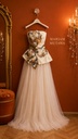 Beige Tulle w/ RM Flower Gown
