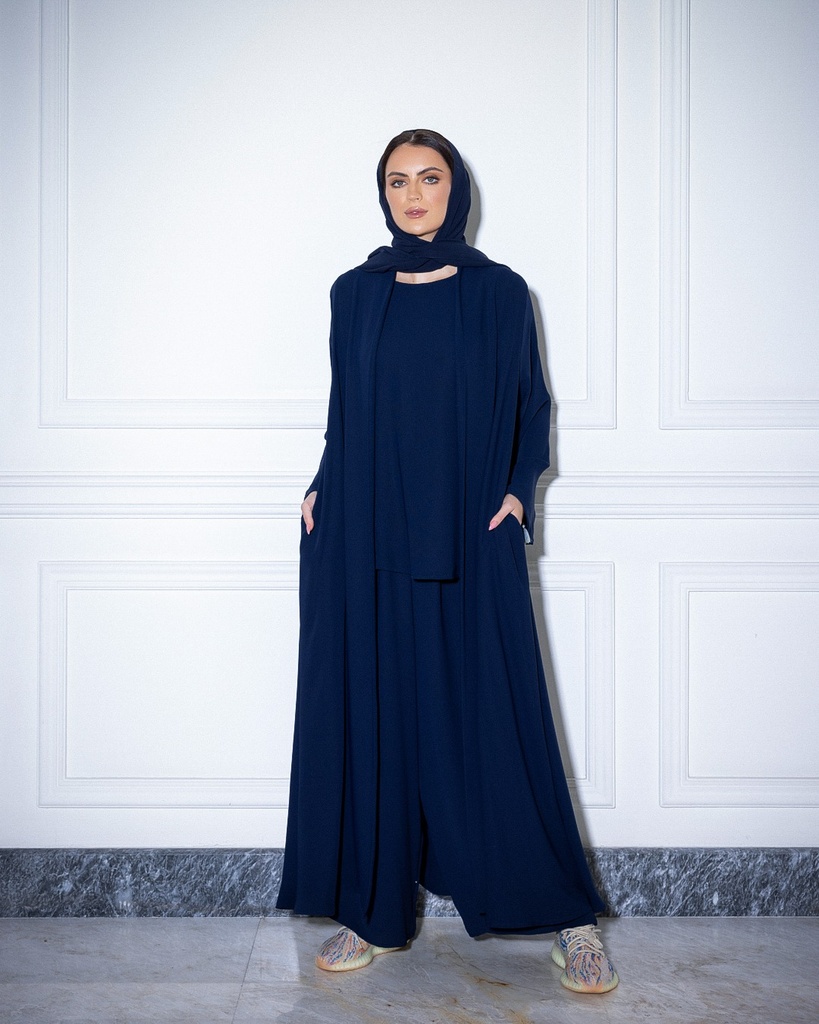 High Neck Abaya Navy Blue