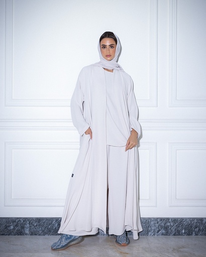 High Neck Abaya Off White